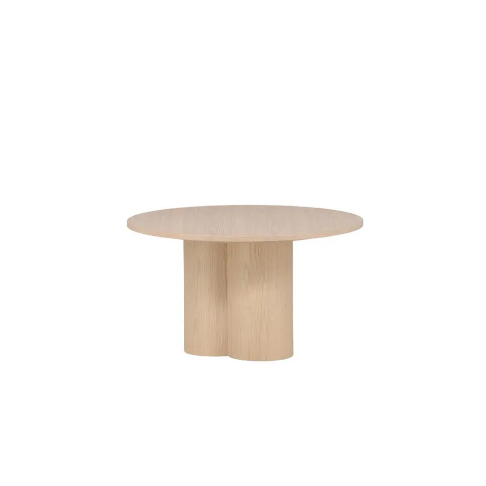 Salontafel Whitewash Ø80cm - Fineer - Japandi Stijl - Tafel Olivia