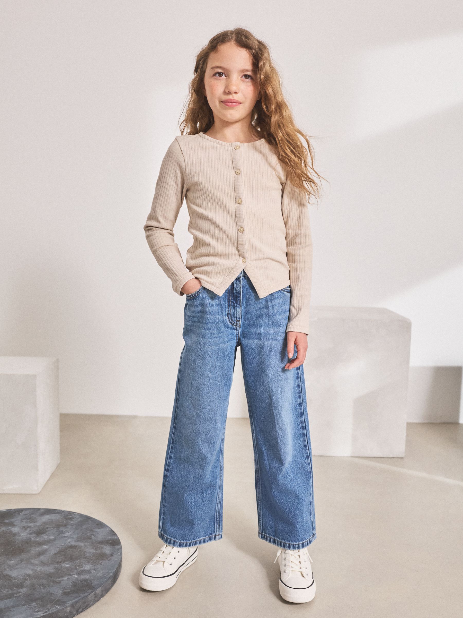 Medium denimblauw - Jeans met wijde pijpen (3-16 jr)