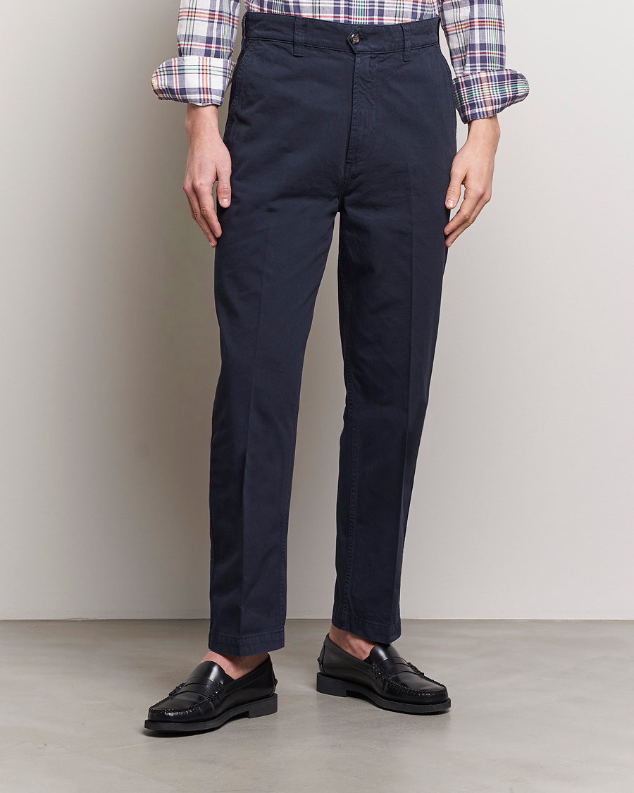 Drake's Flat Front Cotton Chino Navy