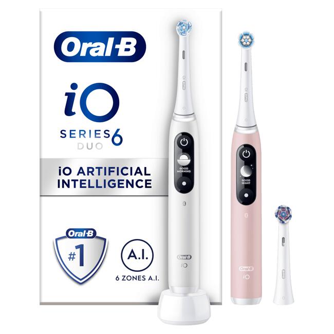 Oral-B iO 6 Wit & Roze 2 Elektrische Tandenborstels By Braun