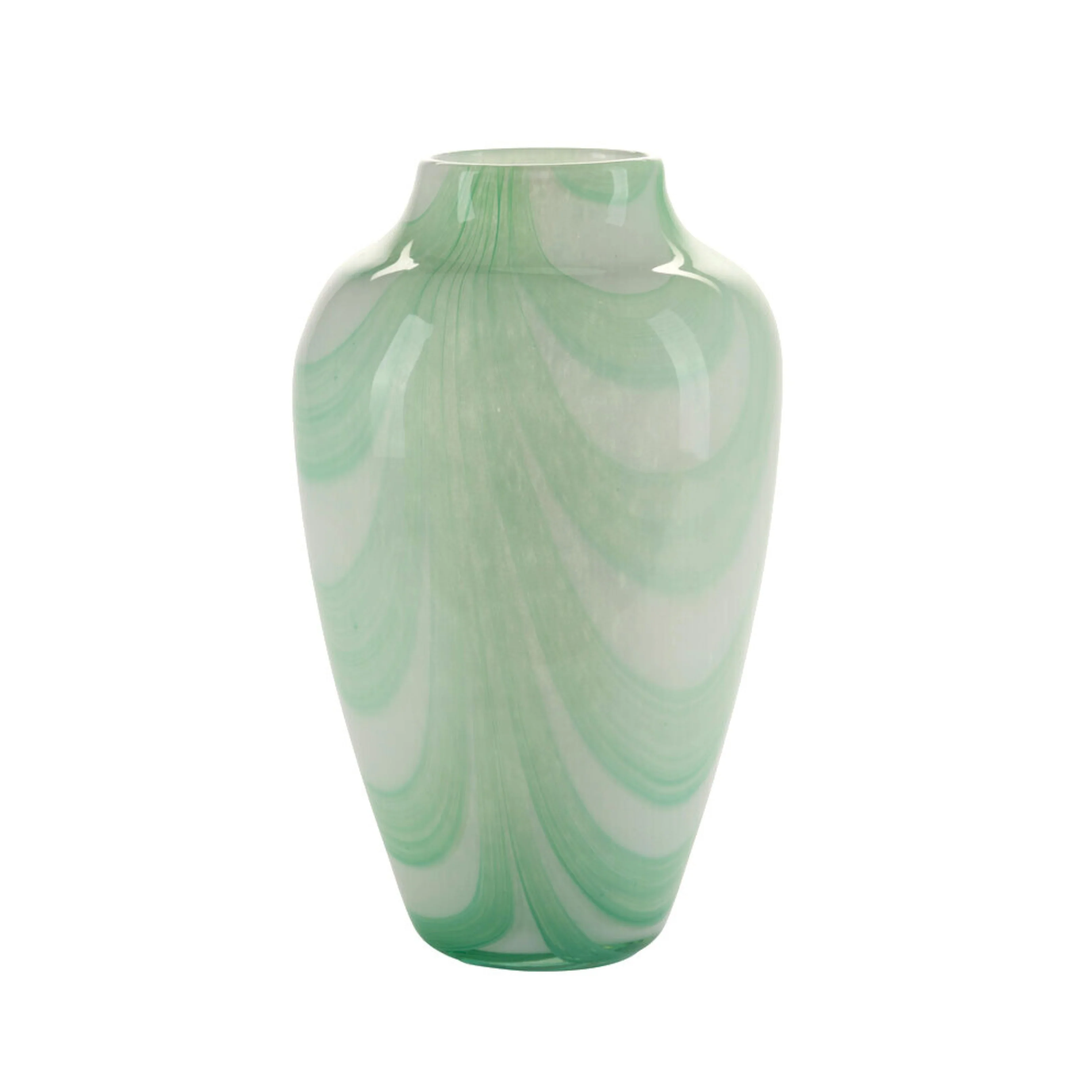 Bahne Interior  Vase med brede swirl striber, grøn - H35 cm.
