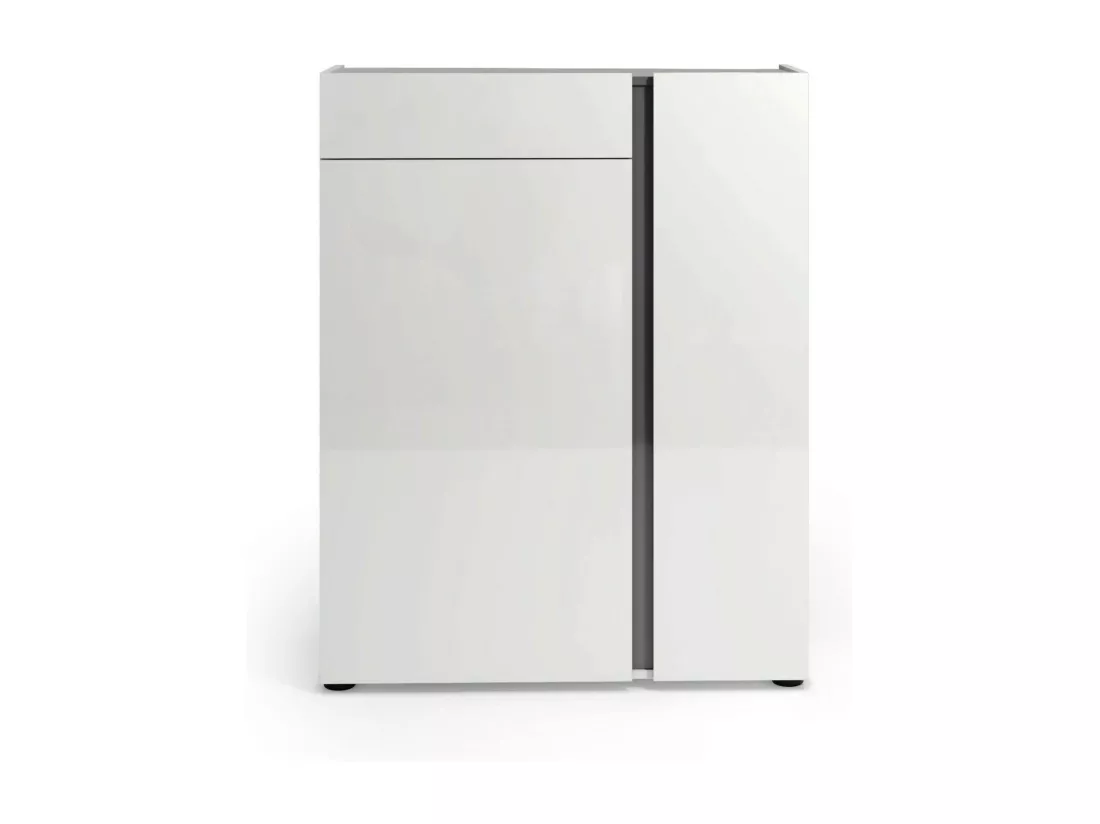Meuble à chaussures Cairo, Meuble à chaussures, Armoire d'entrée polyvalente, Rangement pour chaussures, Made in Italy, 91x33h115 cm, Blanc brillant et anthracite
