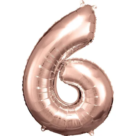 amscan Folienballon Zahl 6 rose gold