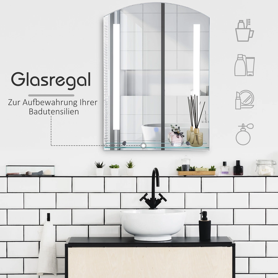 HOMCOM LED Wandspiegel silber