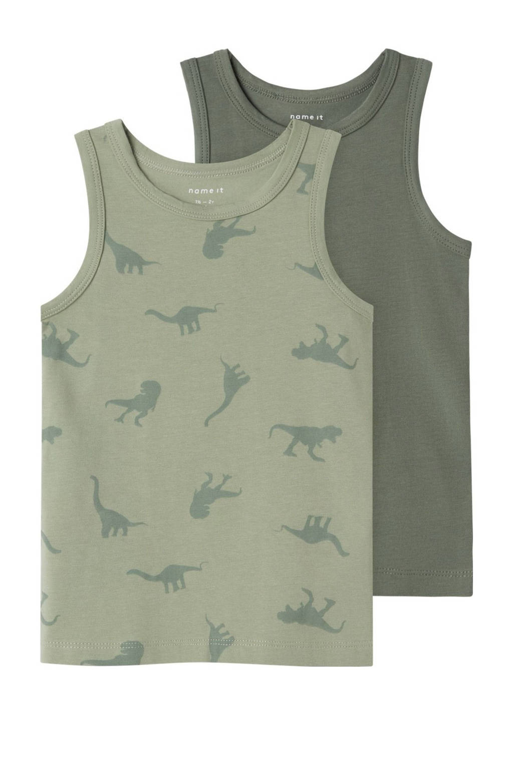 hemd NMMTANK TOP DINO - set van 2 groen/donkergroen