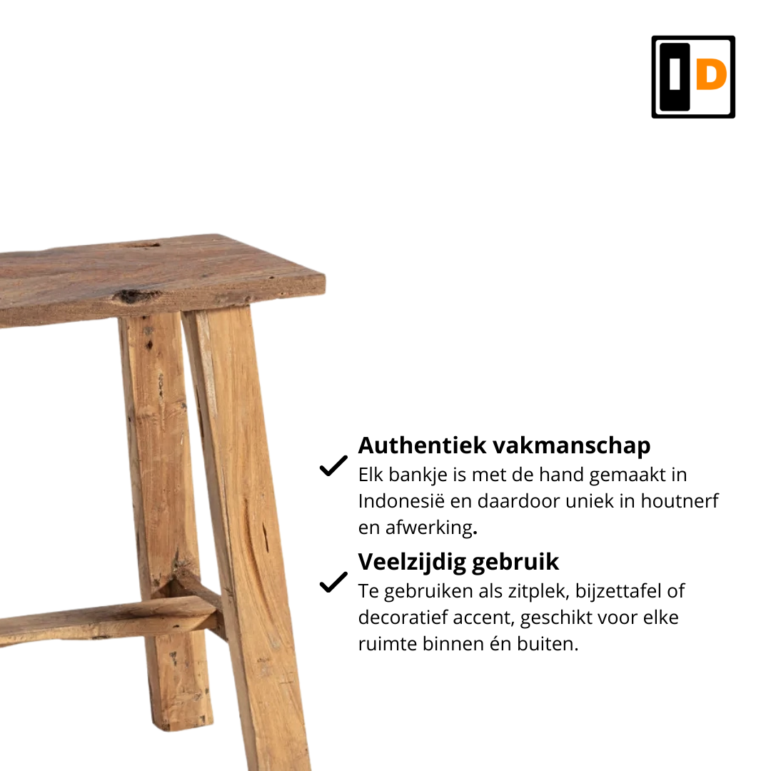 Teakhouten Krukje 100cm - Naturel