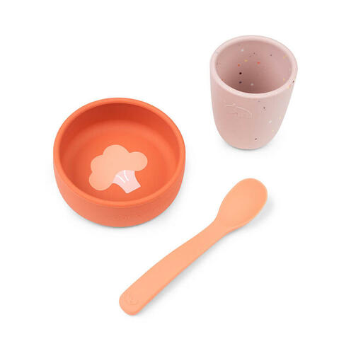 Coffret Premier Repas en Silicone Papaye - DONE BY DEER