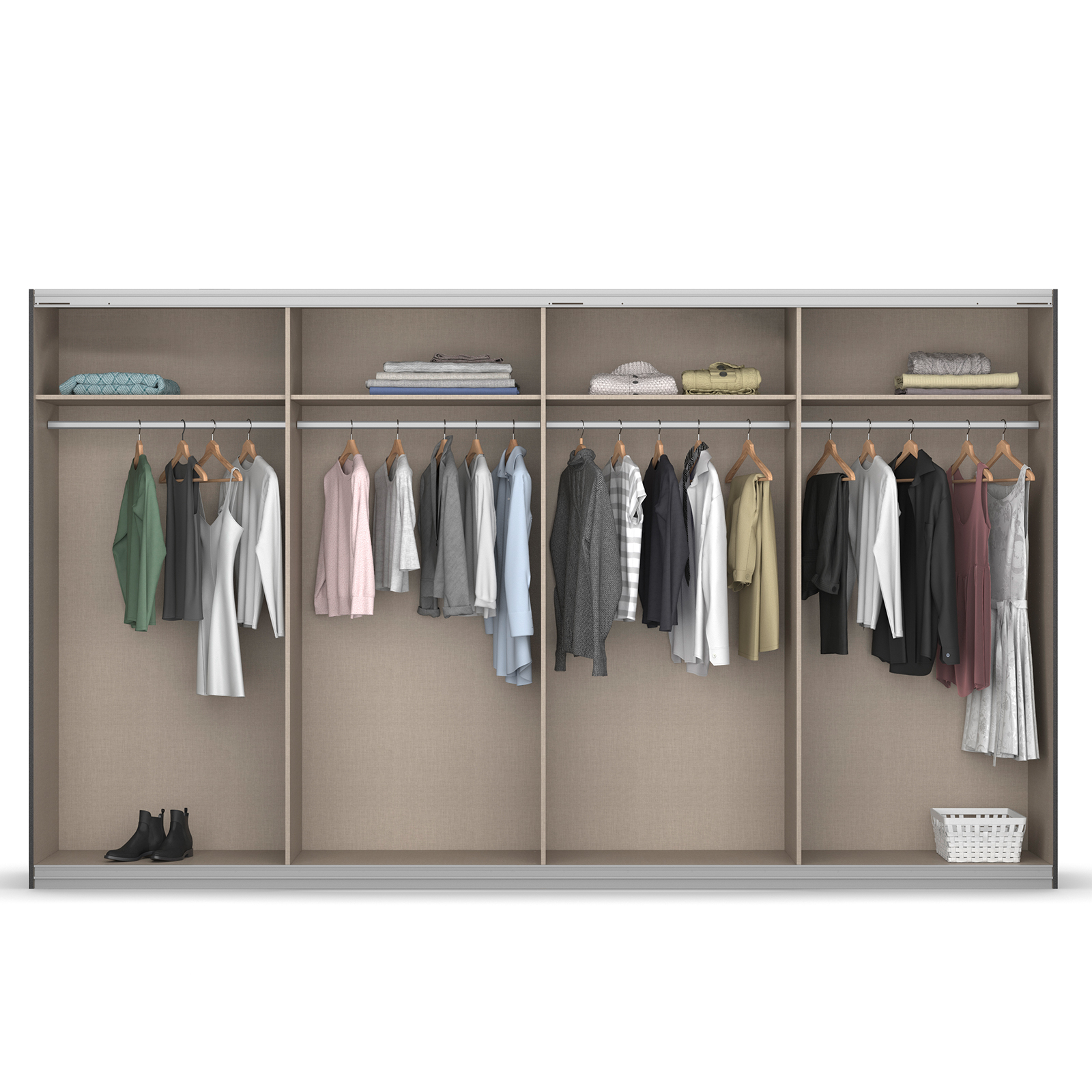 Schwebetürenschrank - grau metallic - 4-türig - 360x211 cm