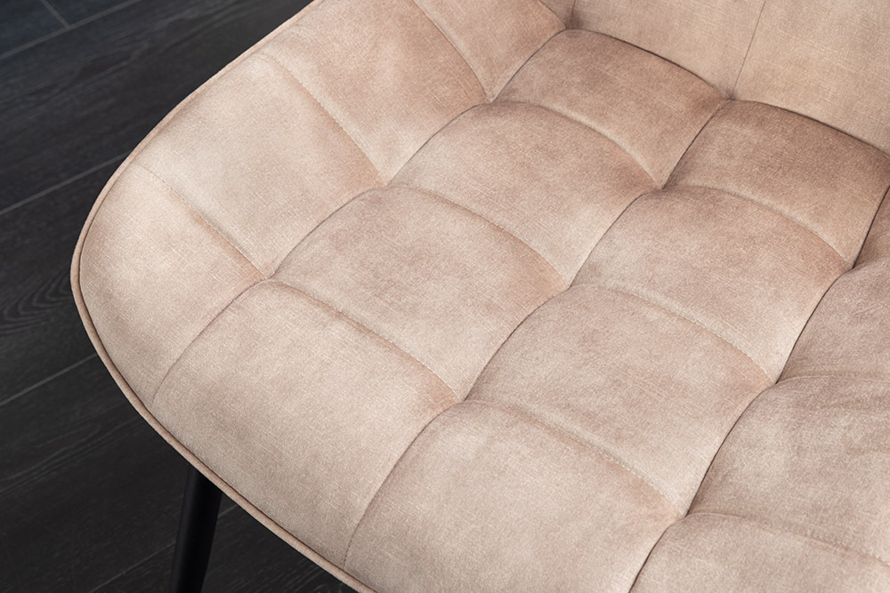 Design Stuhl ROADSTAR champagner greige Samt schwarze Metallbeine
