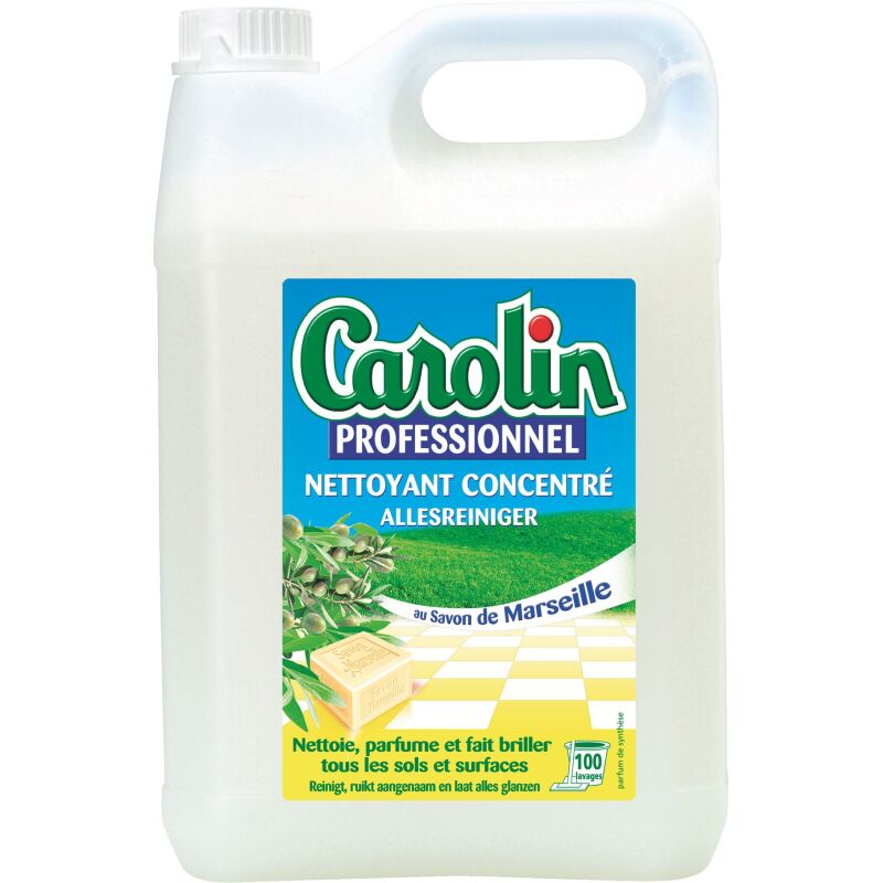 Nettoyant multi-surfaces Carolin professionnel Savon de Marseille - Bidon de 5 L