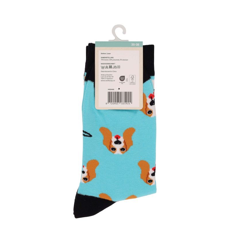 Welkoop Fun Hond - Sokken - Blauw - 39-42