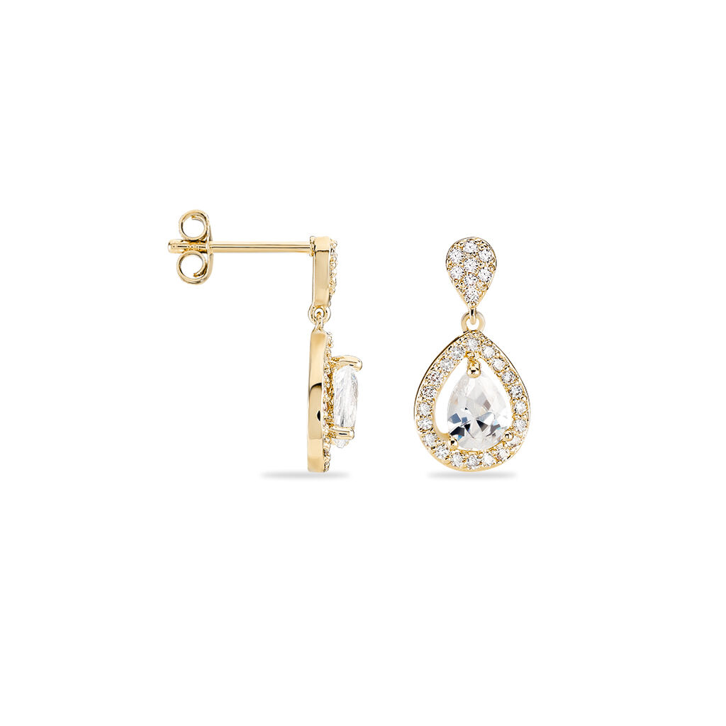 Boucles D'oreilles Pendantes Brigita Plaqué Or Jaune Oxyde