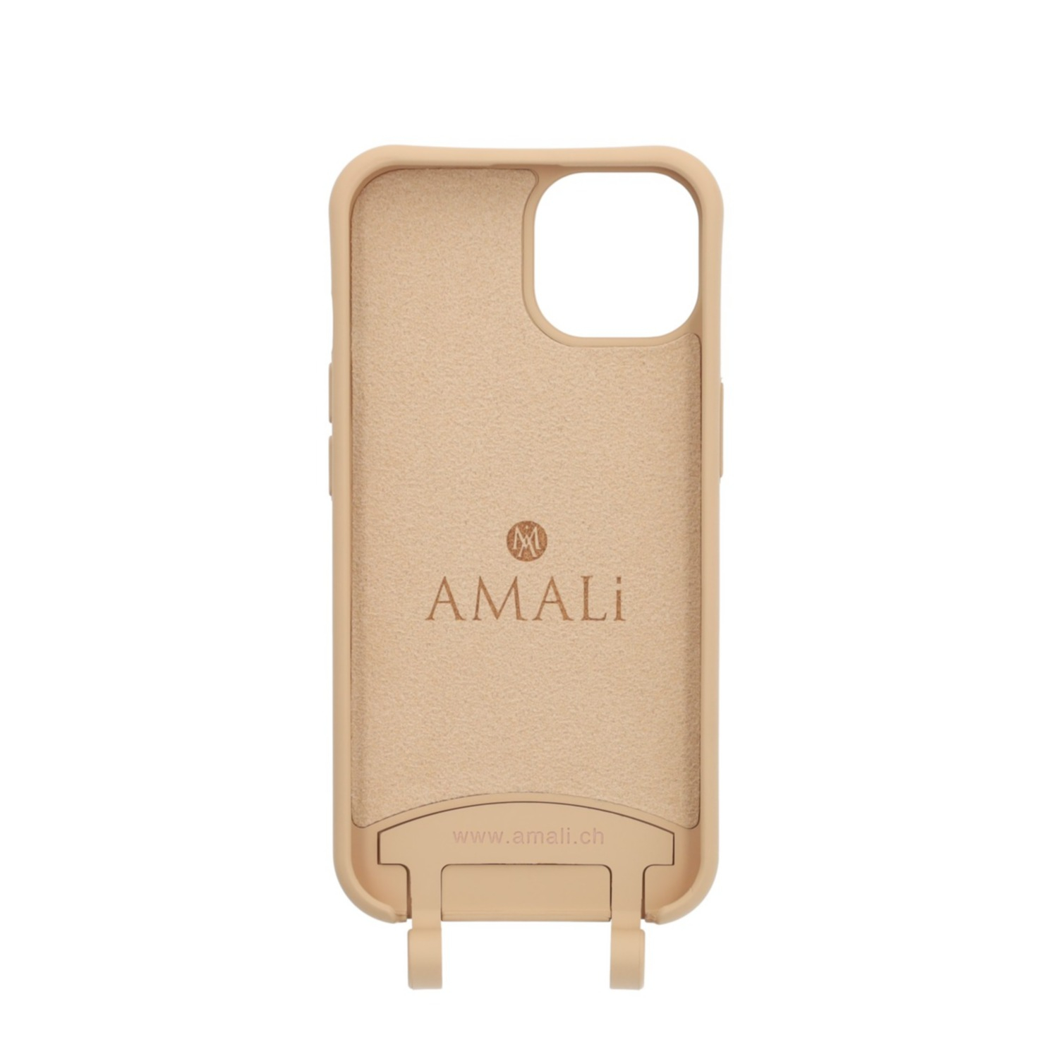 iPhone 15 Handy Hülle Elegantes Case mit abnehmbarem Necklace Adapter - Nude / Silver