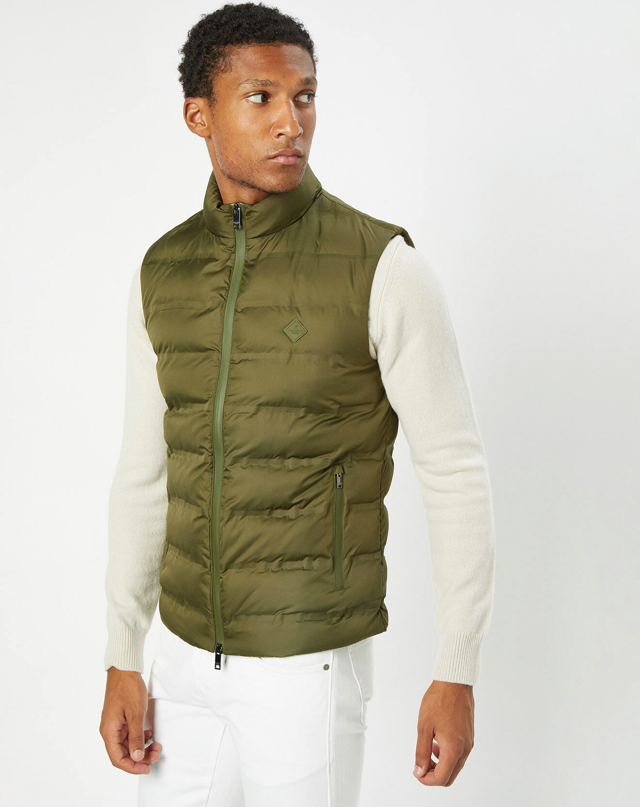 Hackett London Doudoune sans manches unie kaki