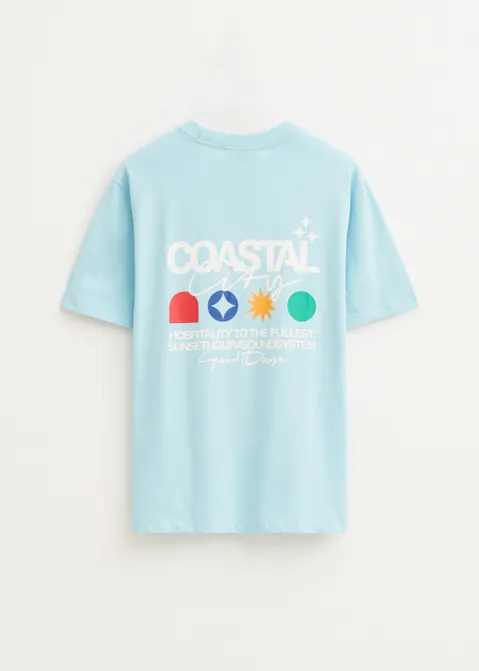 T-shirt met print coastal blauw (BLW.FR)
