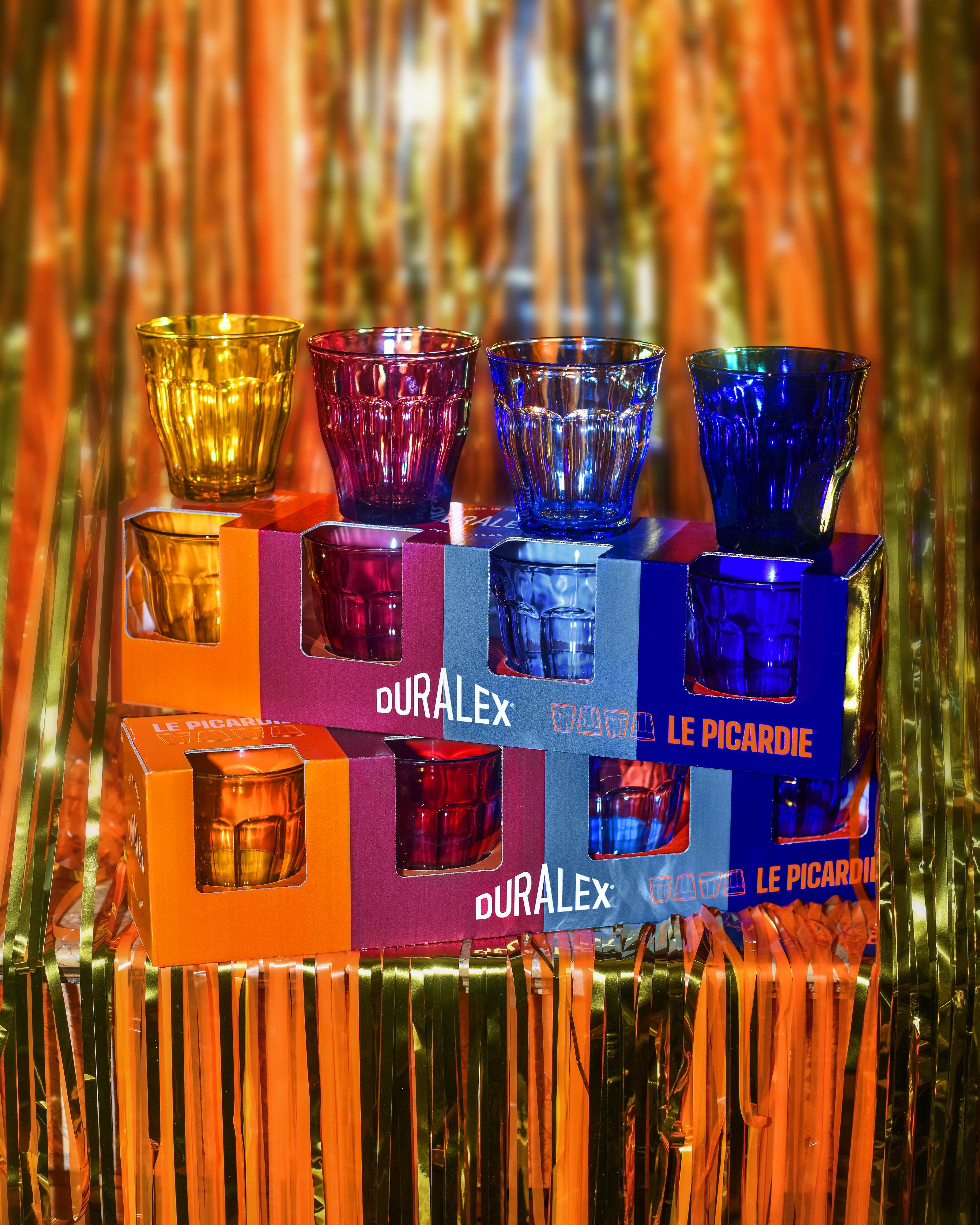 Coffret cadeau - Verre coloré Picardie 25cl x4 - Saphir, prune, vermeil, bleu marine
