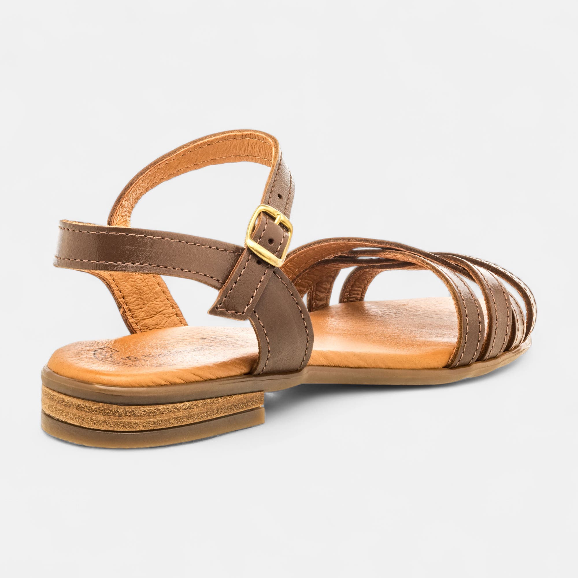 Nu-pieds Femme en cuir marron