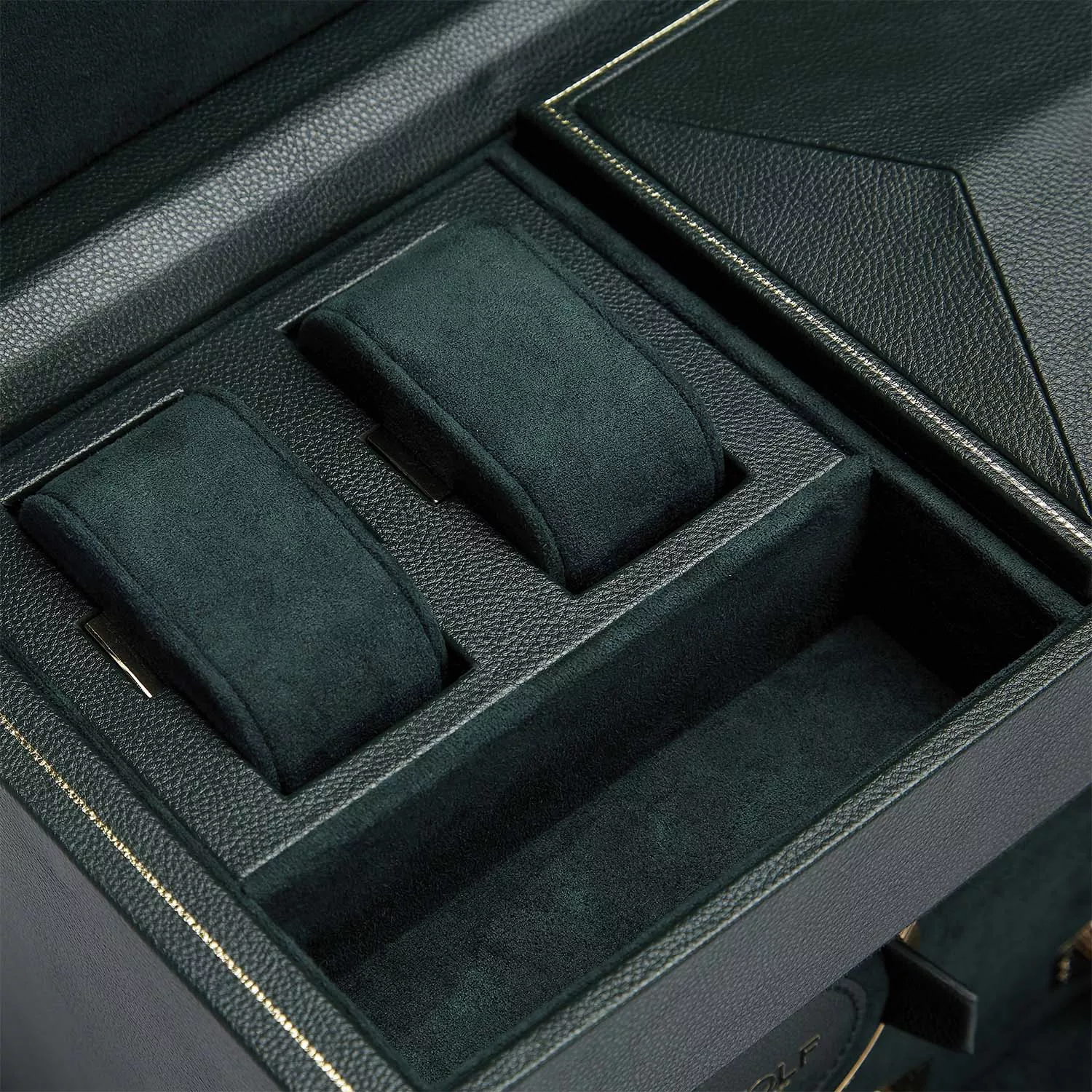 Wolf British Racing Green Watch Winder 2 ure Grøn Imiteret Læder 792241