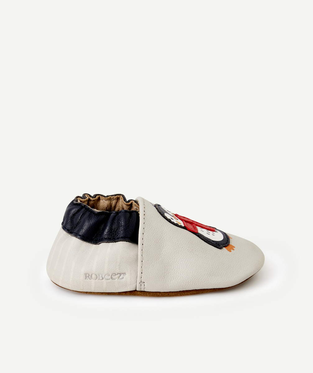 ROBEEZCHAUSSONS BÉBÉ EN CUIR GRIS AVEC PINGOUIN
