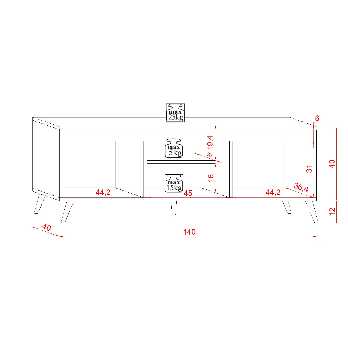 VIVALDI Meuble TV Craft - Dore/Beton Graphite