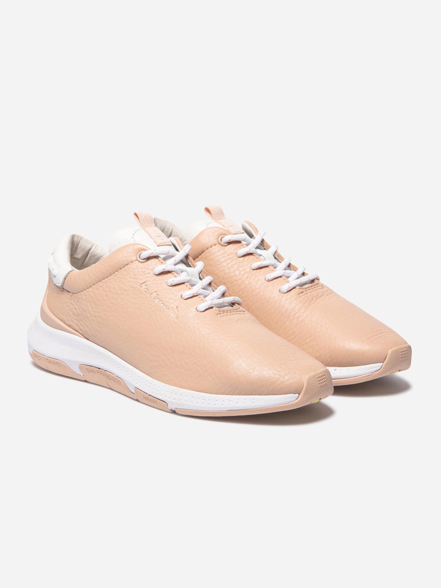 Tennis Femme Confort Cuir Beige