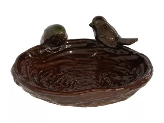 Bain oiseau en grès Nature Oiseaux verts