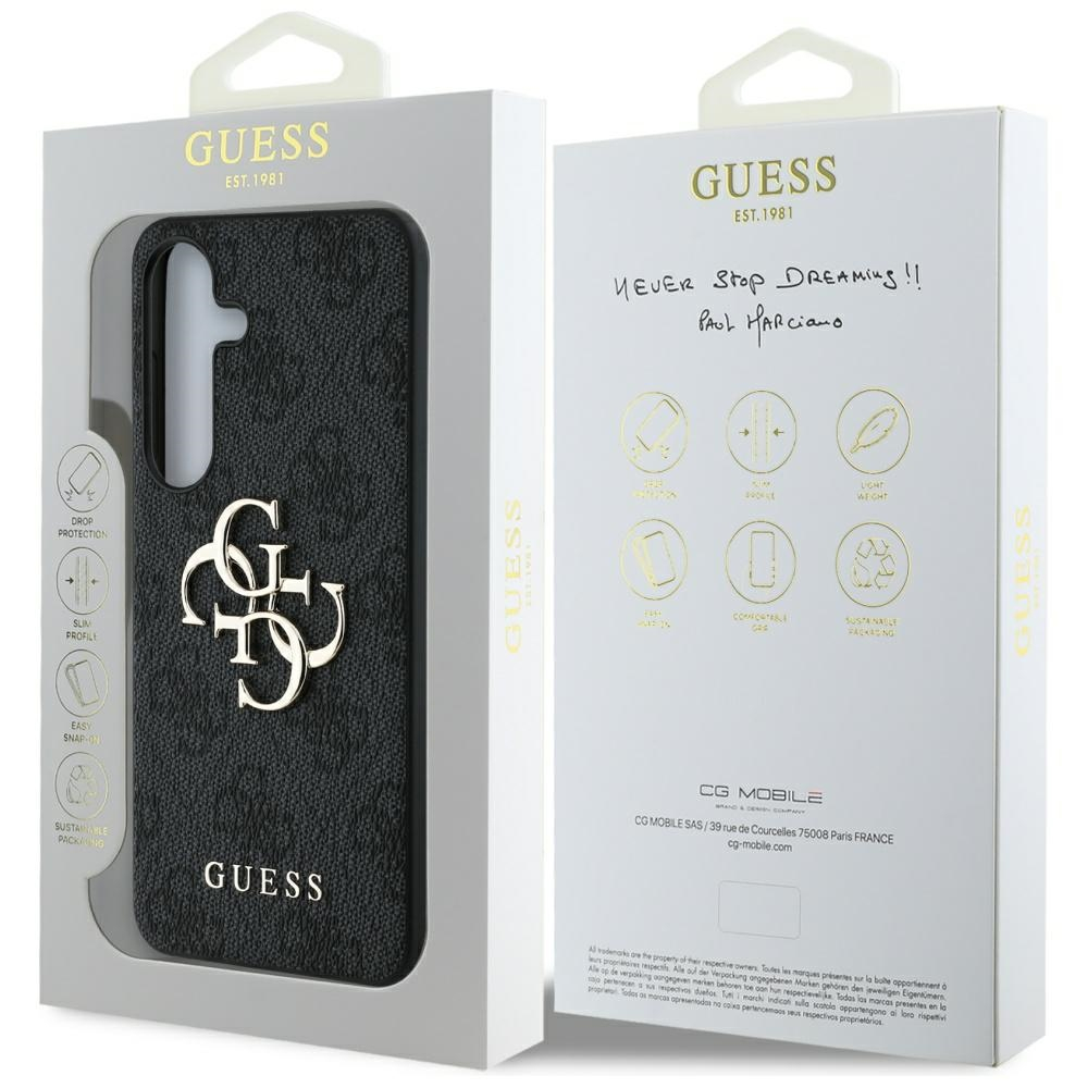 Samsung Galaxy S25  Plus Leder Hardcase Hülle 4G Big Metal Logo (GUHCS25M4GMGGR) - Schwarz