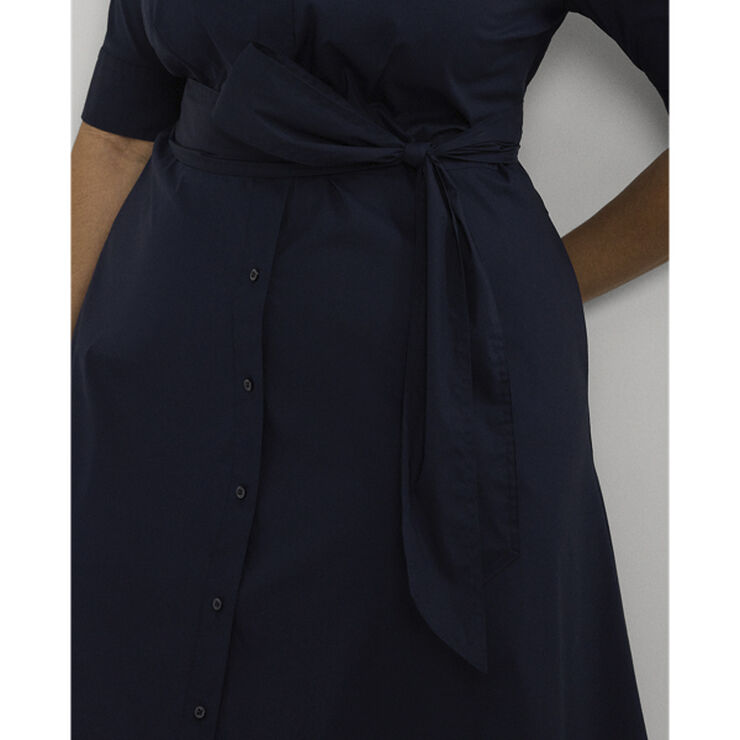 Lauren Ralph Lauren Belted Cotton-Blend Shirtdress Lauren navy
