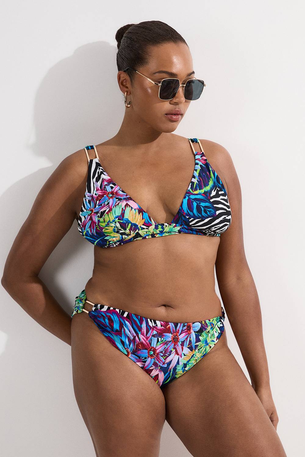 KarenMillen Top Bikini Décolleté Tropical Floral Grande Taille