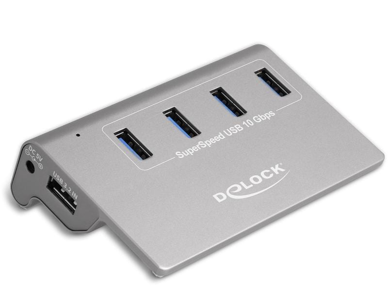Delock USB-Hub 64181 USB 3.1 - 4x USB-A / 1x Ladeanschluss USB-Hub mit Datentransferraten von bis zu 10 Gbps