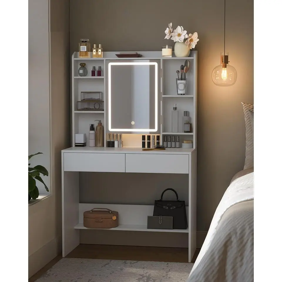 Furnihaus Kaptafel met LED 3 kleuren met instelbare lichtsterkte met spiegel