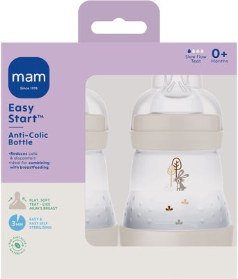 MAM Easy Start Tåteflaske Anti-kolikk 160 ml 2-Pakk, Neutral