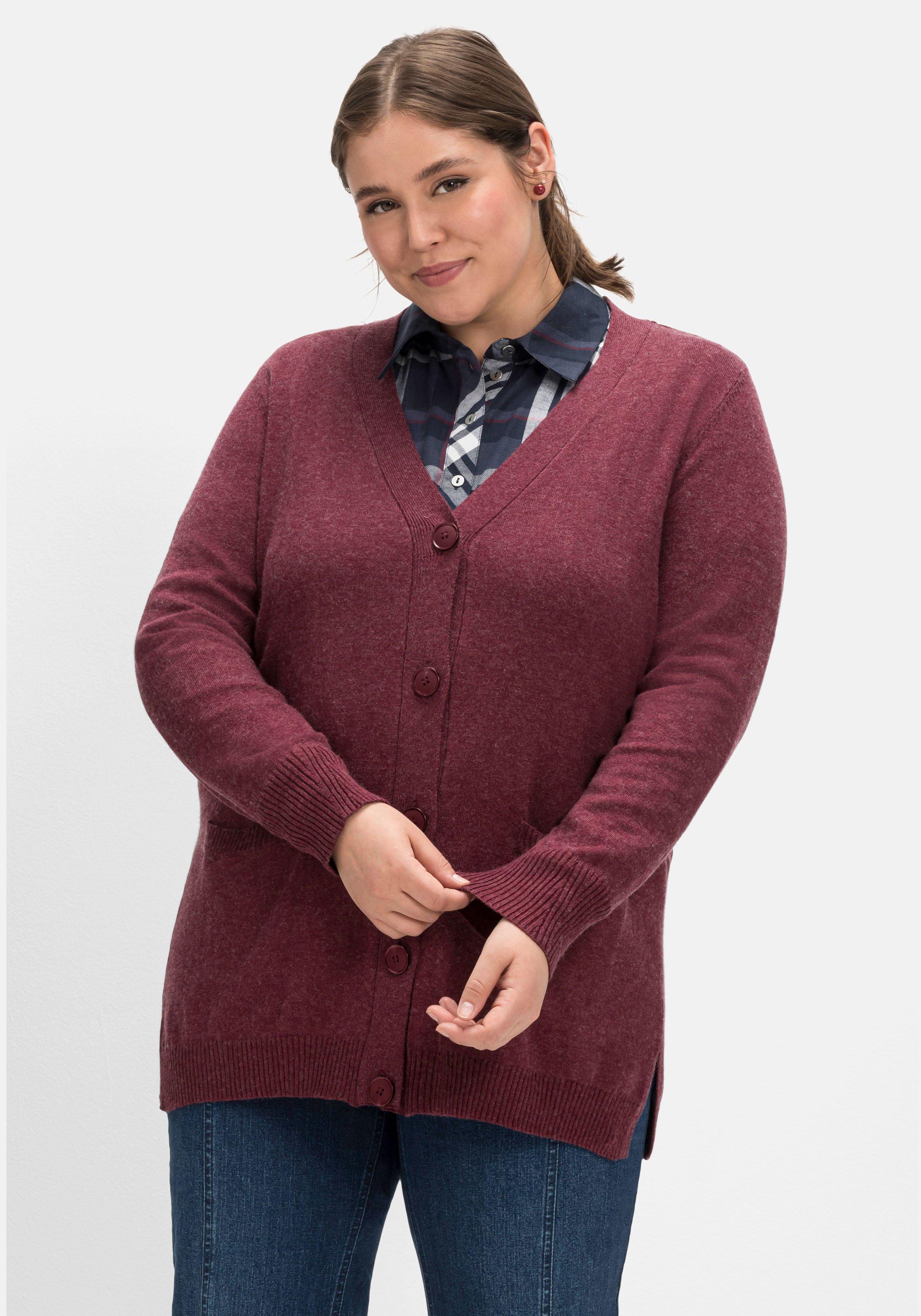 Strickjacke mit Kaschmir, Ajourstrick hinten