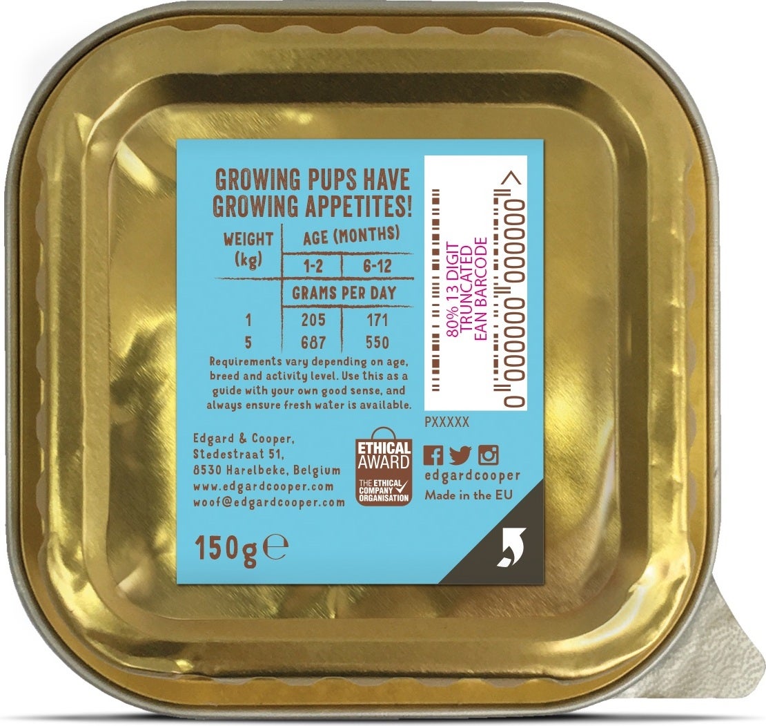 Edgard & Cooper hondenvoer Bio kip en vis puppy 100 g