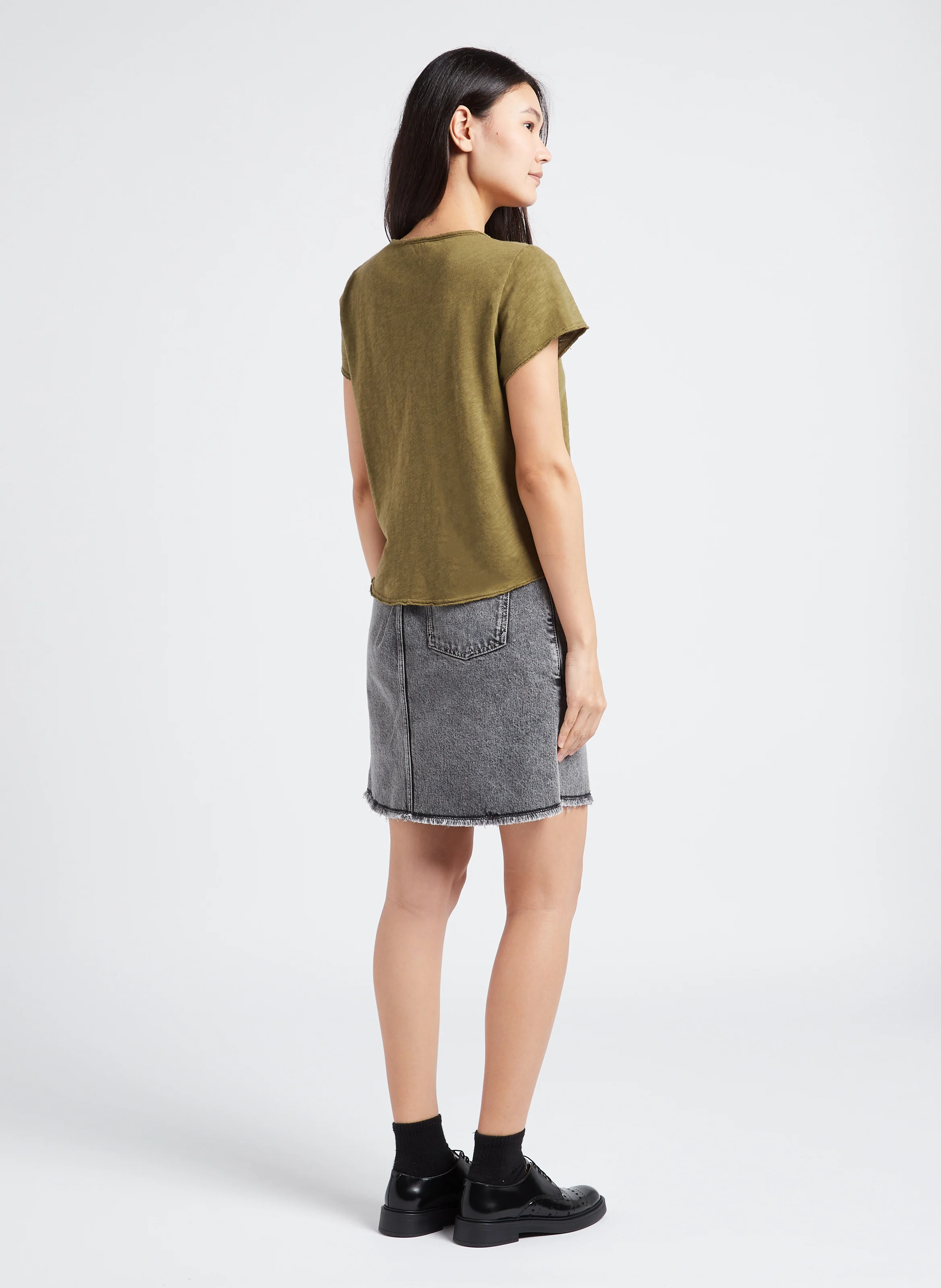 YOPDAY-B - Jupe courte droite en coton | Gris