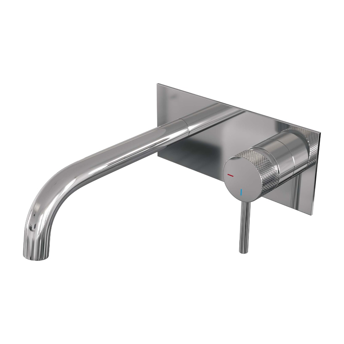 Brauer Chrome Carving inbouw wastafelkraan plaat met gebogen uitloop, lange handgreep en ColdStart chroom rechts