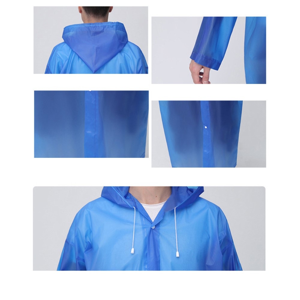 (155cm) Unisex Vinyl Regenjacke Windmantel Poncho Regencape mit Kapuze - Weiss