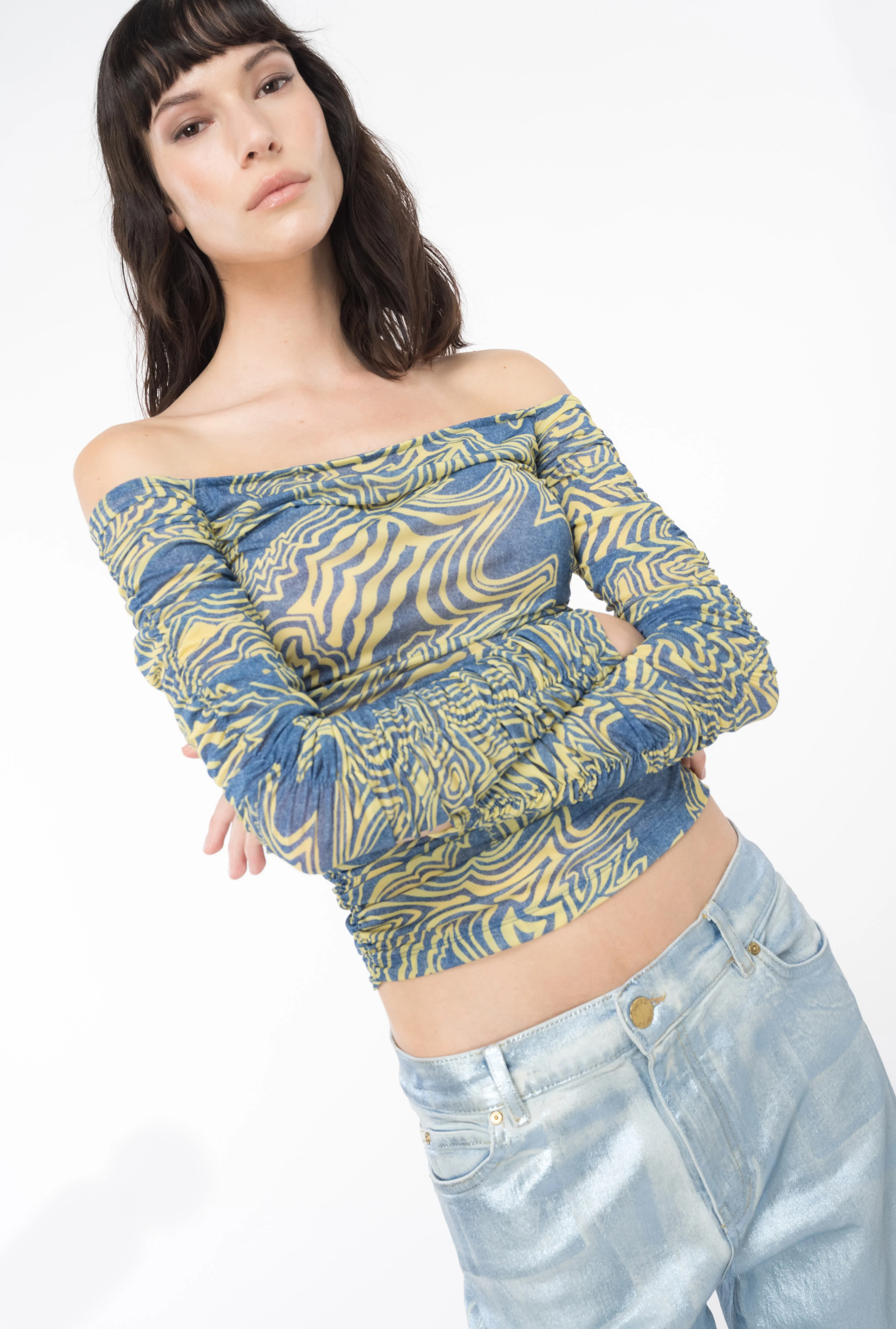 Top encolure bardot avec imprimé sirène | Multicolore