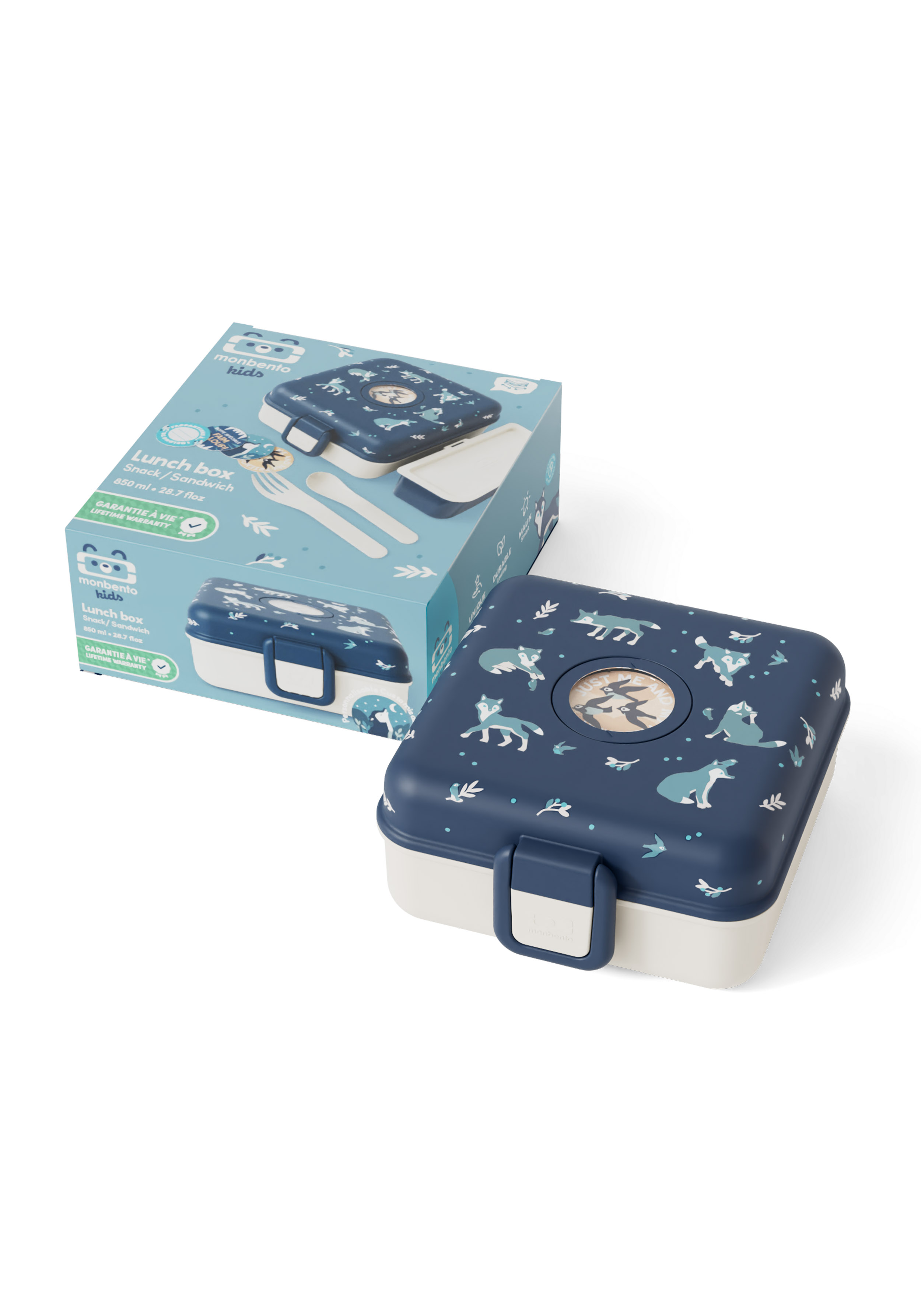 Monbento Kinder-Snack-Sandwichbox Blue Wolf