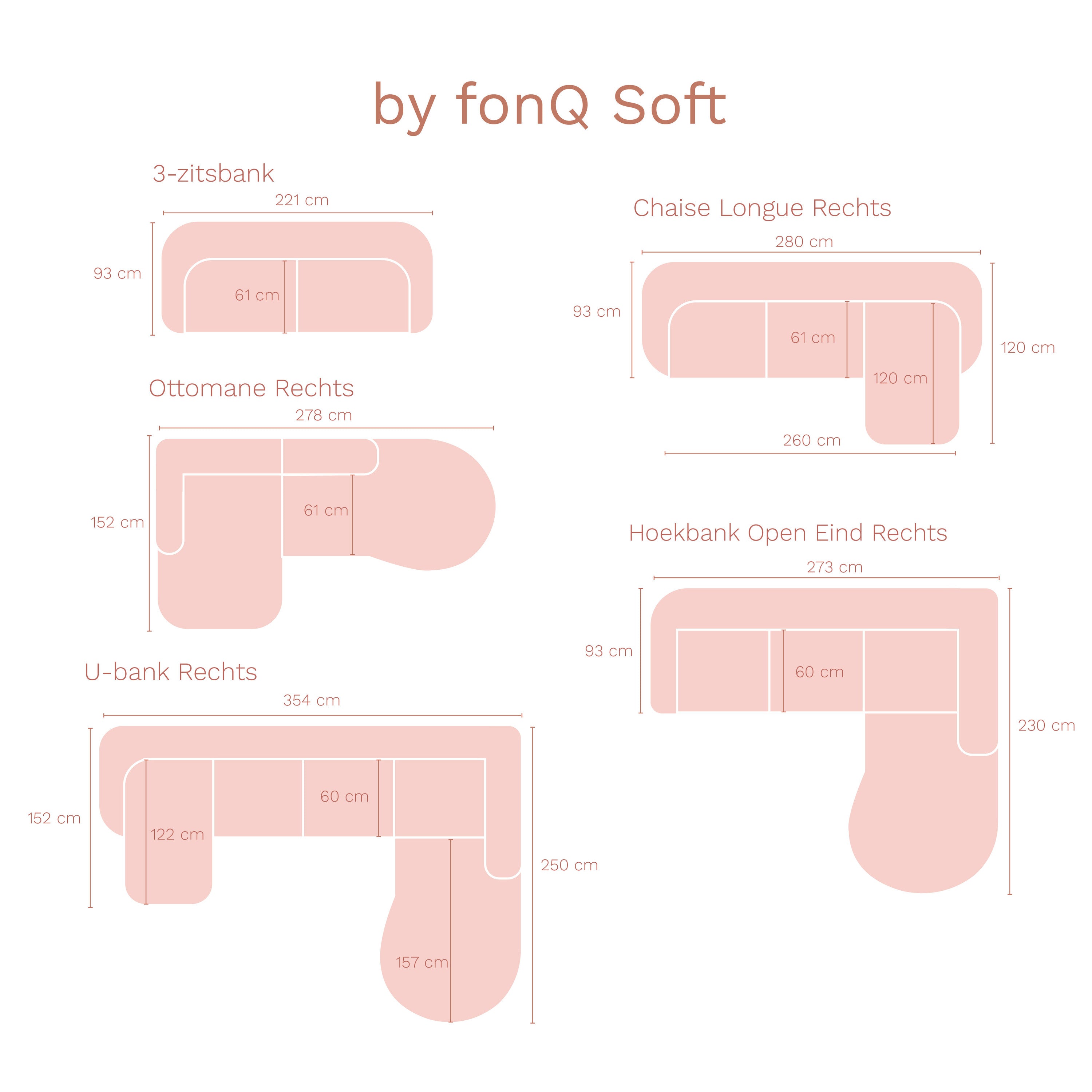by fonQ Soft 3-zitsbank - Micro Chenille - Terra