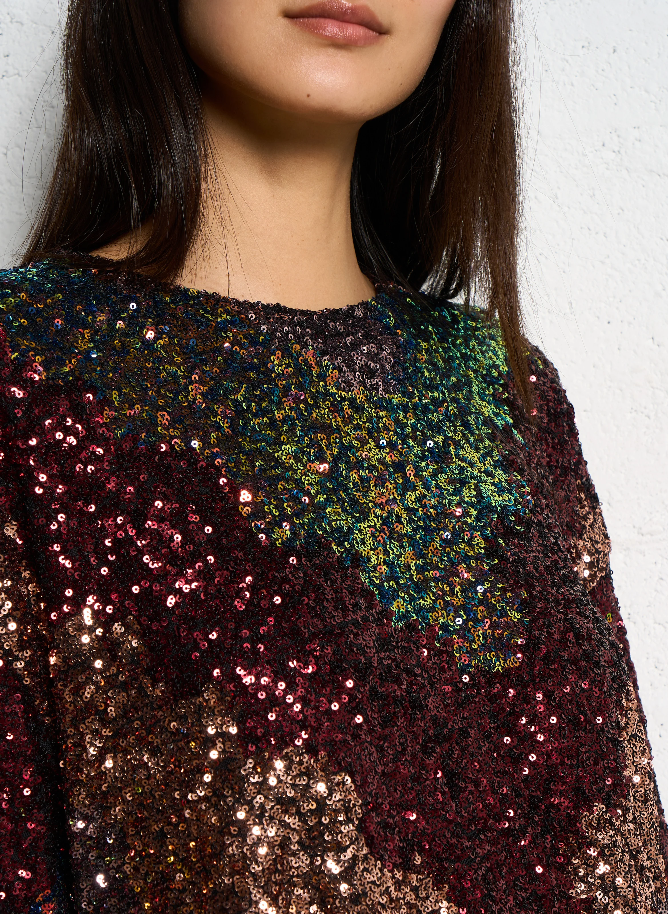 Top col rond à sequins | Multicolore