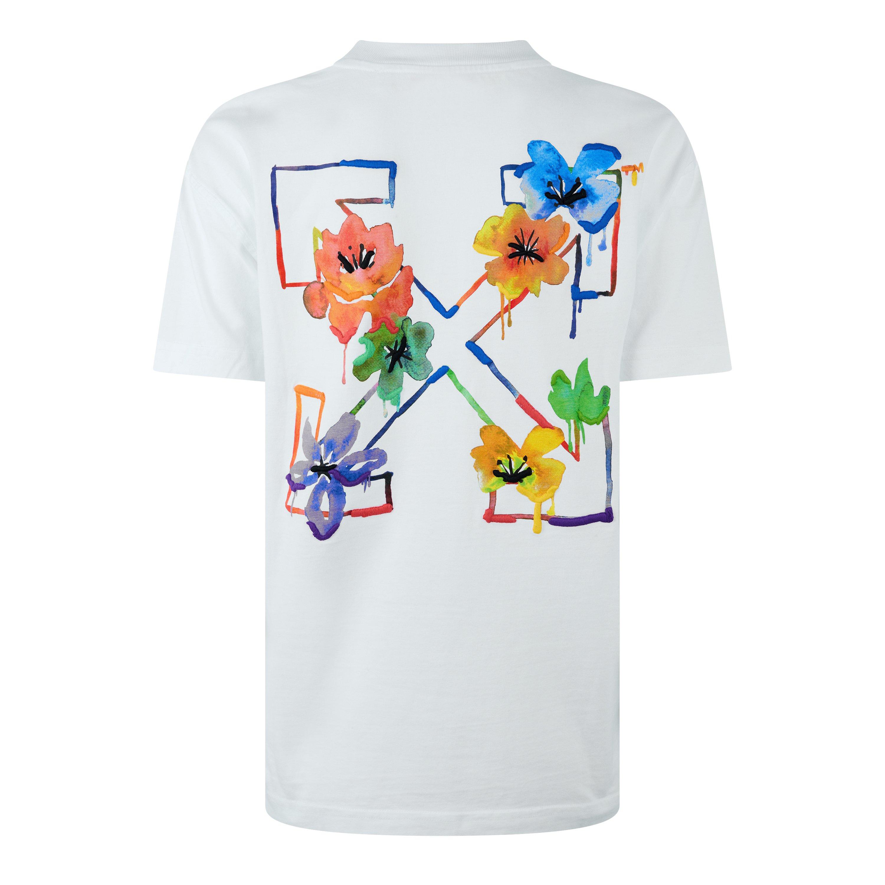 Off White Floral Embr Arrow Casual Tee