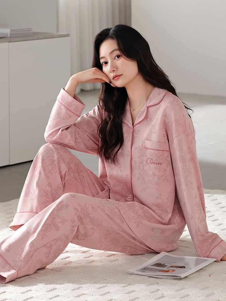 Jeony - Pyjamaset met lange mouwen en bloemenprint