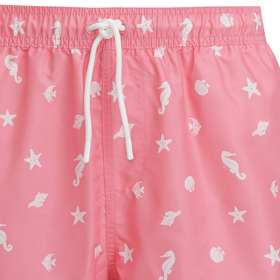 Famy Herren Badeshorts mit Meeres-Motiven rosa / weiss