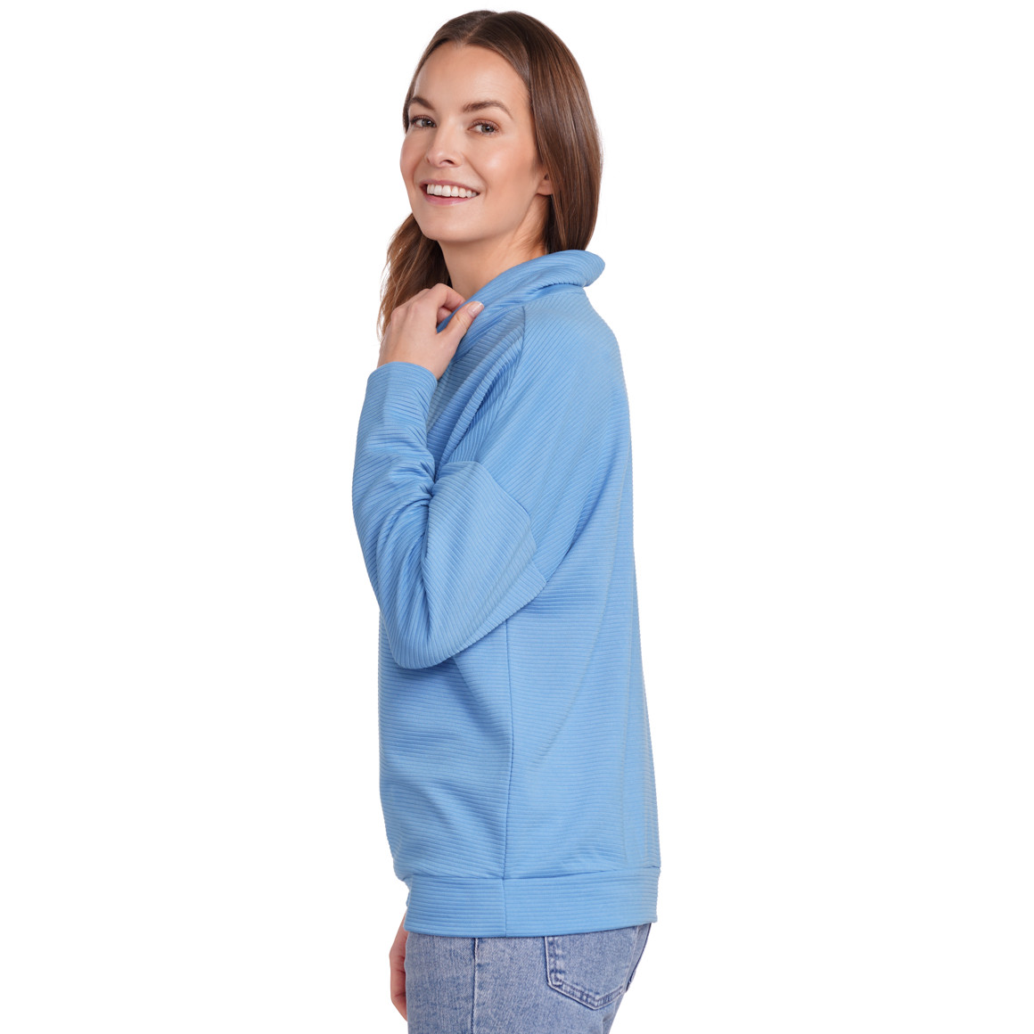 Gina Benotti Damen Sweatshirt mit Stehkragen hellblau