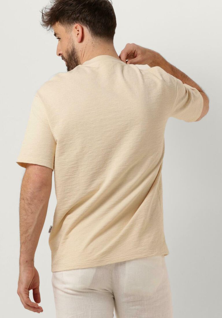 SELECTED HOMME beige selected homme t-shirt slhloossaul slub ss o-neck tee