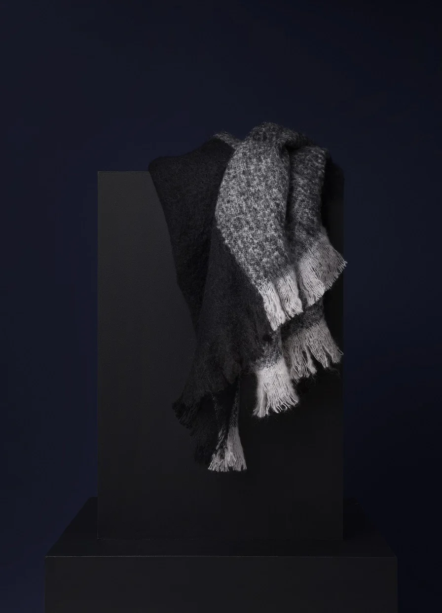 Birger1962  Check Throw uldtæppe - marine blue