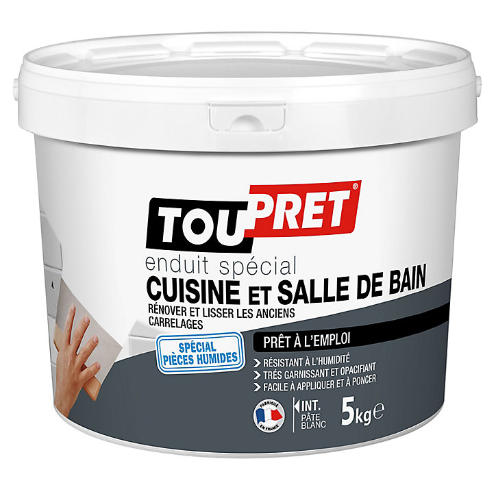 Enduit blanc spécial cuisine et salle de bain Toupret 5kg