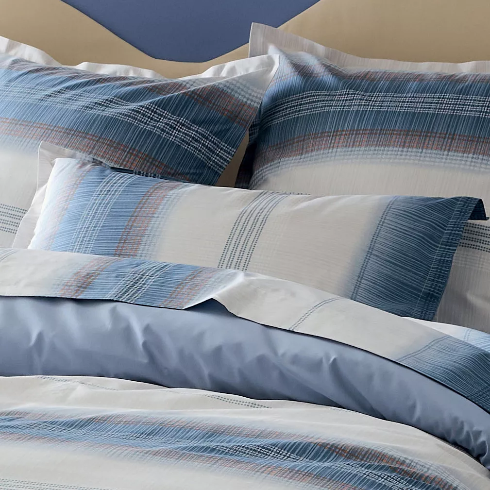 Housse de couette percale de coton (260 x 240 cm) Esteban Bleue