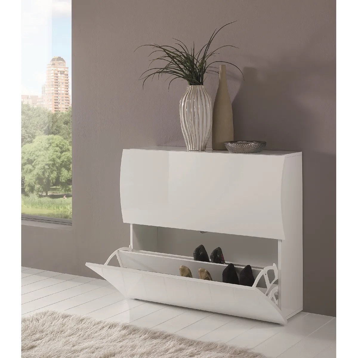 Alter Étagère à chaussures - Blanc brillant